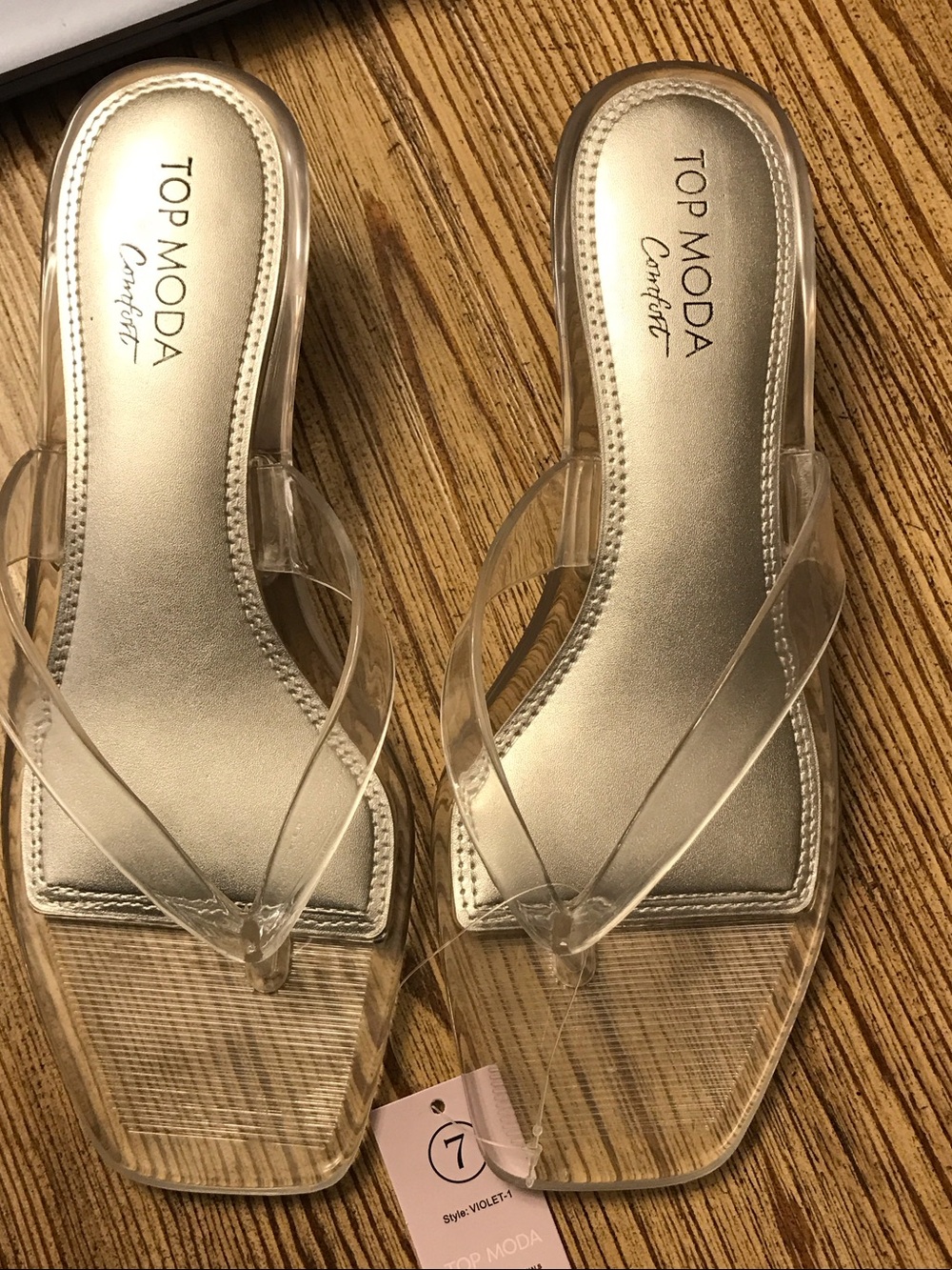 TOP Moda Clear Strap Slide Sandals with heel